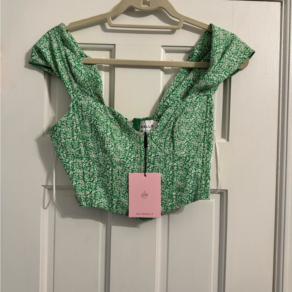 Hello Molly Green Floral Off-Shoulder Corset Top - Picture 2 of 3